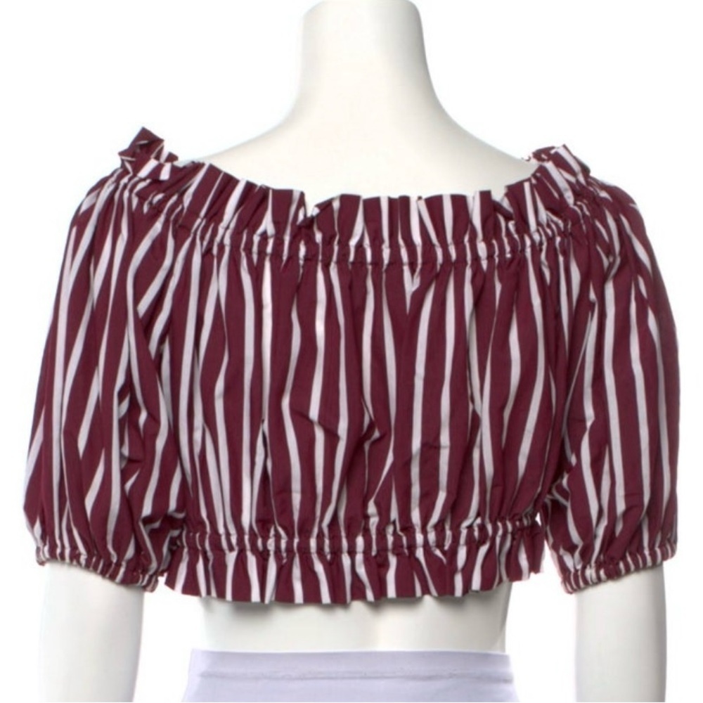 Sandro Striped Ranja Off The Shoulder Crop Top Blouse Size 2 - Picture 7 of 9